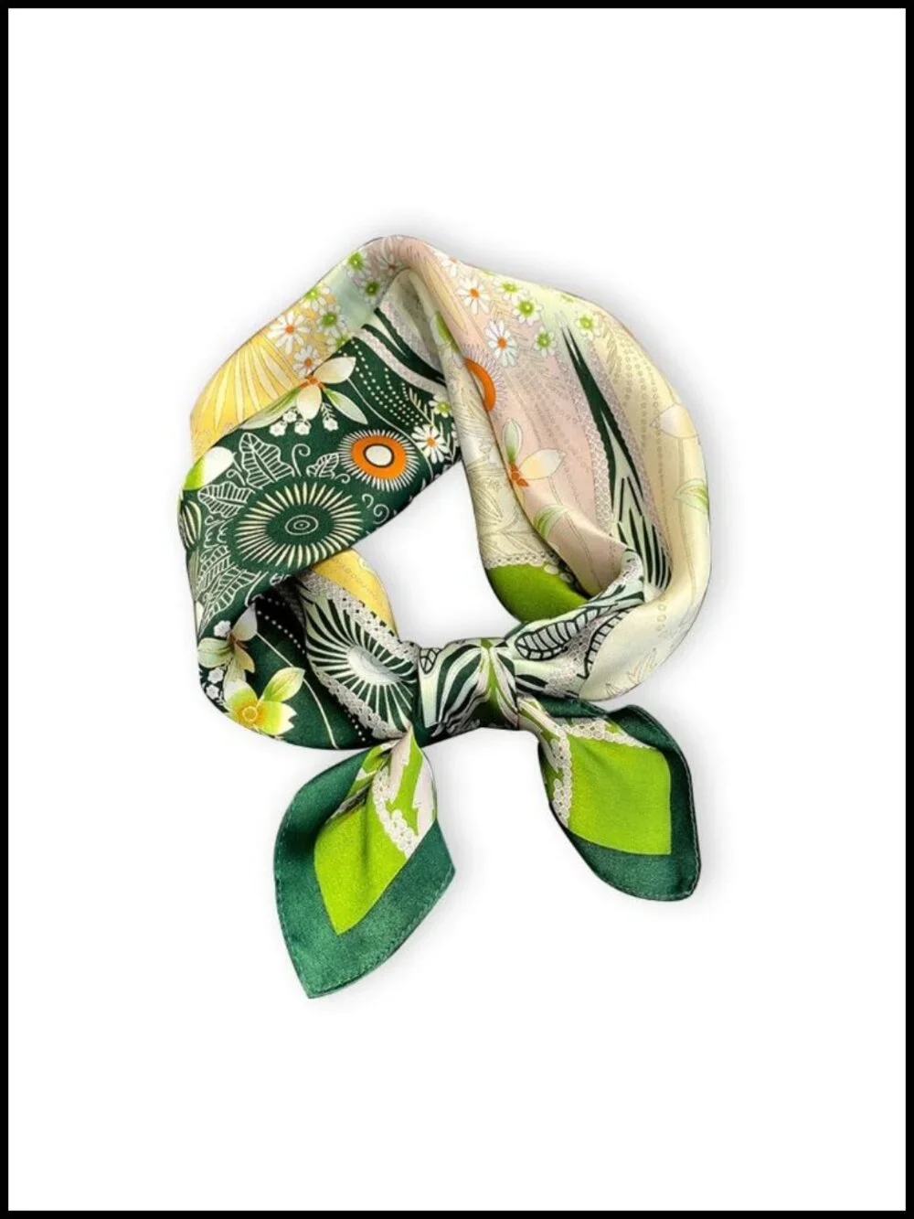 100% Mulberry Silk Neck Scarf 21x21 Lightweight Square Digital Print